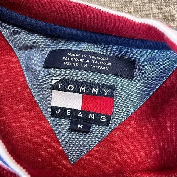 Vintage 90s Y2K Tommy Jeans Hilfiger Deep Pile Sherpa Fleece Pullover Crewneck M